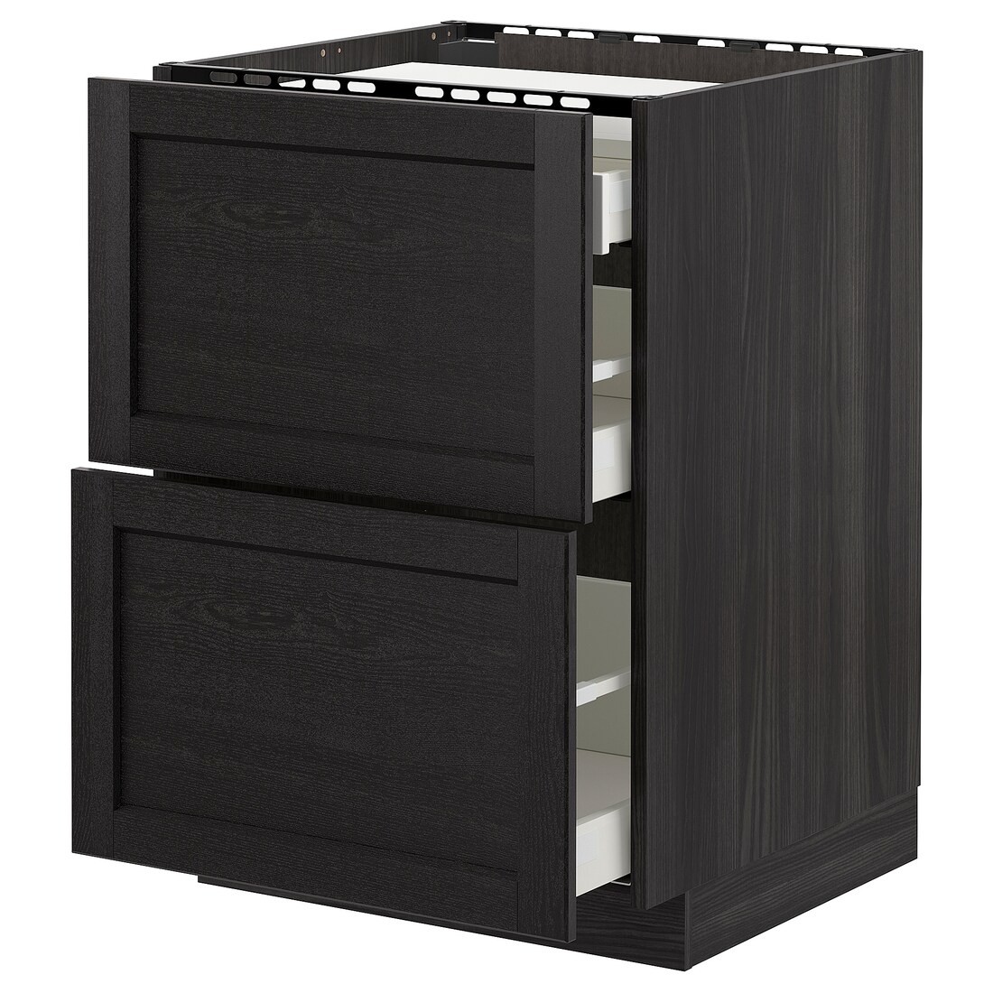 IKEA METOD МЕТОД / MAXIMERA МАКСИМЕРА Напольный шкаф с ящиками, черный / Lerhyttan черная морилка, 60x60 см 29260144 | 292.601.44