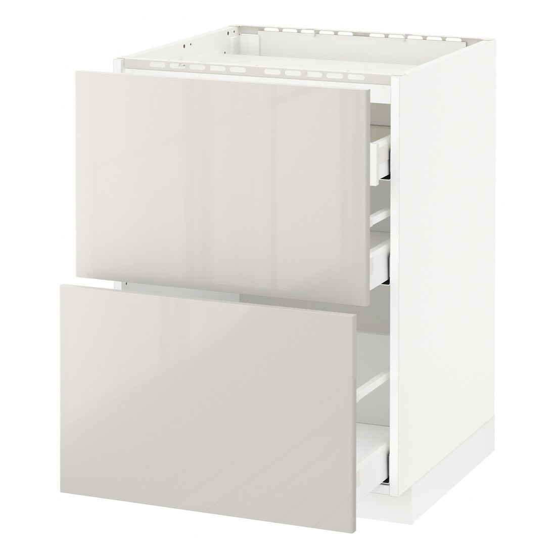 IKEA METOD МЕТОД / MAXIMERA МАКСИМЕРА Напольный шкаф с ящиками, белый / Ringhult светло-серый, 60x60 см 69142436 691.424.36