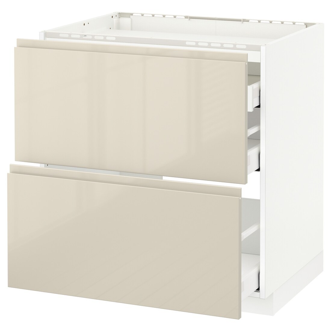 IKEA METOD МЕТОД / MAXIMERA МАКСИМЕРА Напольный шкаф с ящиками, белый / Voxtorp глянцевый светло-бежевый, 80x60 см 99143364 991.433.64