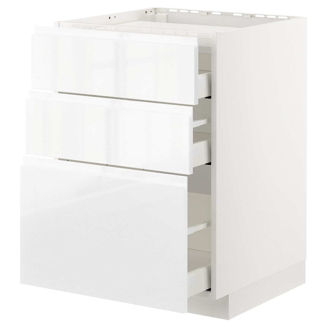 IKEA METOD МЕТОД / MAXIMERA МАКСИМЕРА Напольный шкаф с ящиками, белый / Voxtorp глянцевый / белый, 60x60 см 19253945 192.539.45