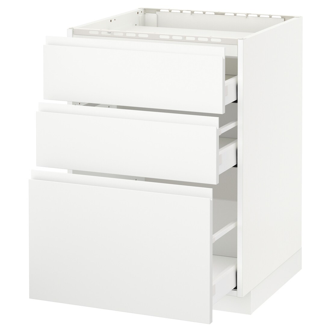 IKEA METOD МЕТОД / MAXIMERA МАКСИМЕРА Напольный шкаф с ящиками, белый / Voxtorp матовый белый, 60x60 см 49112789 | 491.127.89