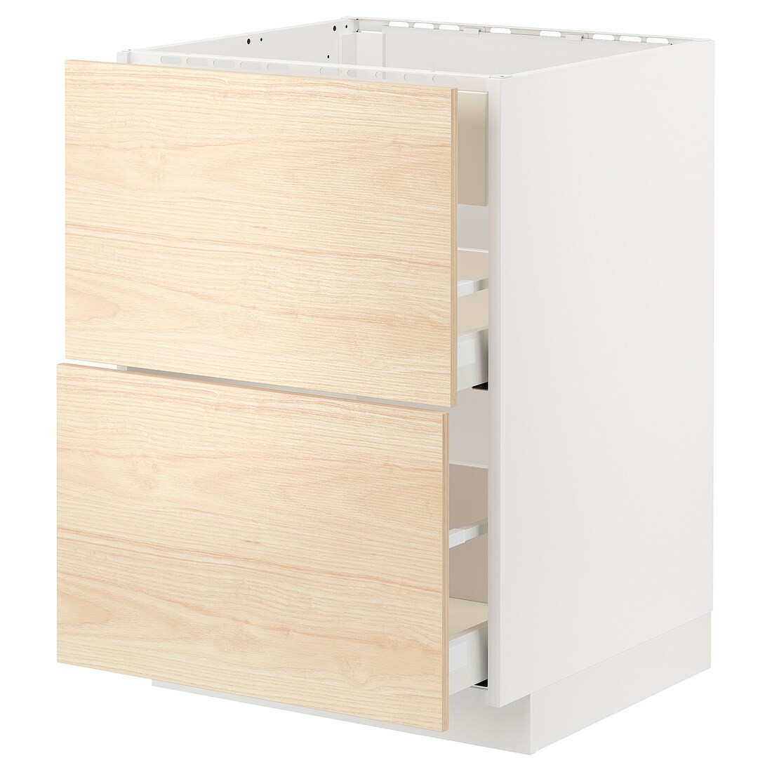 IKEA METOD МЕТОД / MAXIMERA МАКСИМЕРА Напольный шкаф для варочной панели / вытяжка с ящиком, белый / Askersund узор светлый ясень, 60x60 см 59477745 | 594.777.45