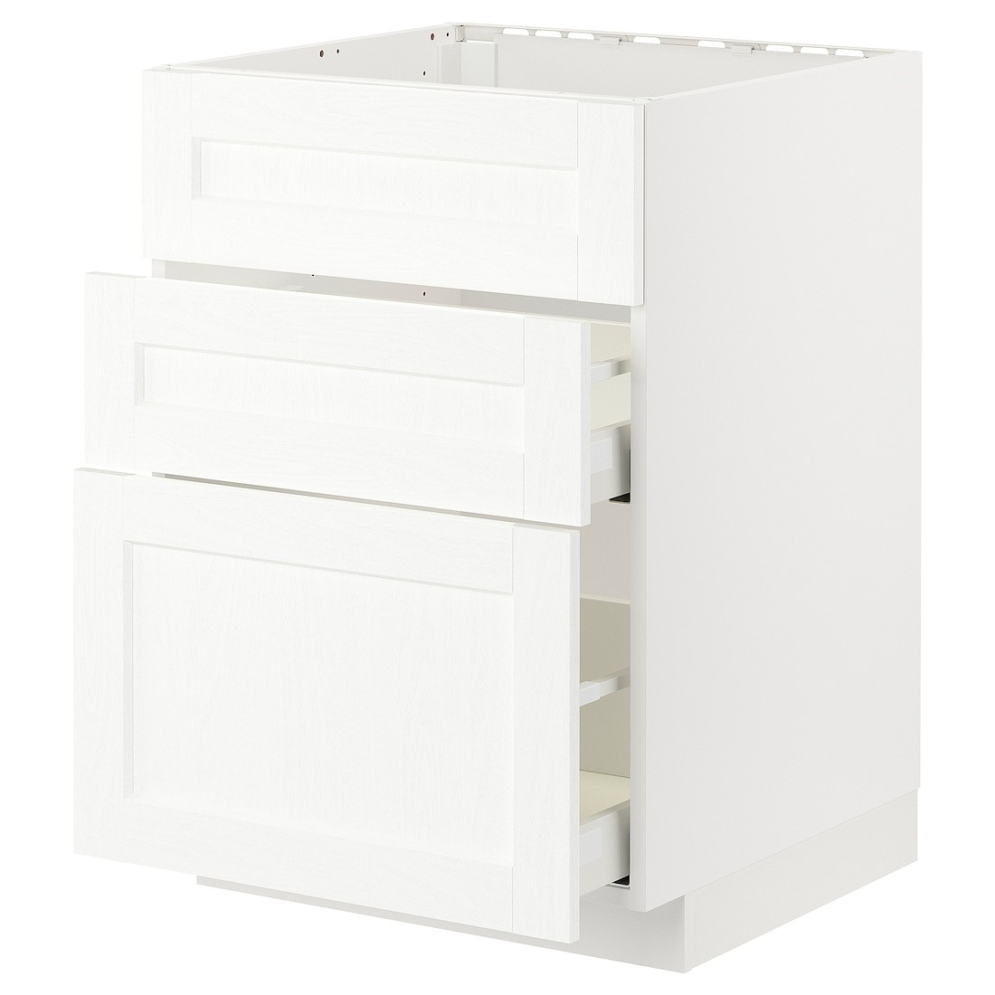 IKEA METOD МЕТОД / MAXIMERA МАКСИМЕРА Напольный шкаф для варочной панели / вытяжка с ящиком, белый Enköping / белый имитация дерева, 60x60 см 79477546 794.775.46