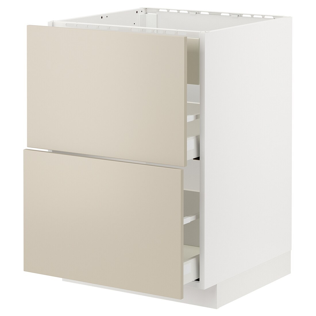 IKEA METOD МЕТОД / MAXIMERA МАКСИМЕРА Напольный шкаф для варочной панели / вытяжка с ящиком, белый / Havstorp бежевый, 60x60 см 79477706 | 794.777.06
