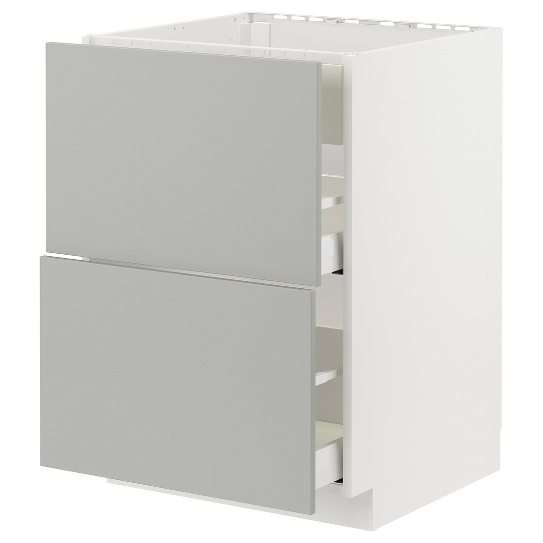 IKEA METOD / MAXIMERA Напольный шкаф для варочной панели / вытяжка с ящиком, белый / Хавсторп светло-серый, 60x60 см 49538594 | 495.385.94