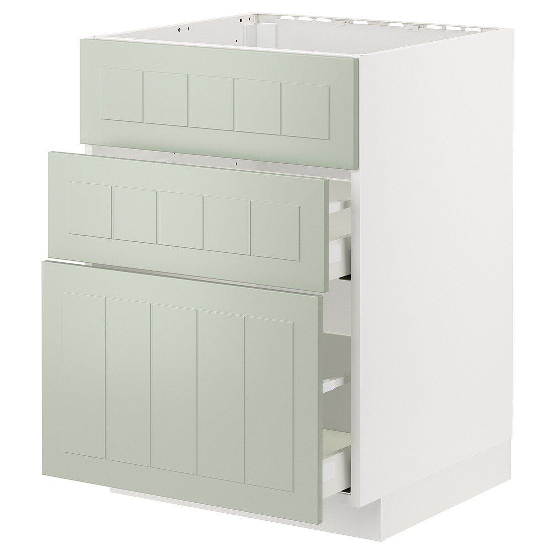 IKEA METOD МЕТОД / MAXIMERA МАКСИМЕРА Напольный шкаф для варочной панели / вытяжка с ящиком, белый / Stensund светло-зеленый, 60x60 см 79486584 | 794.865.84