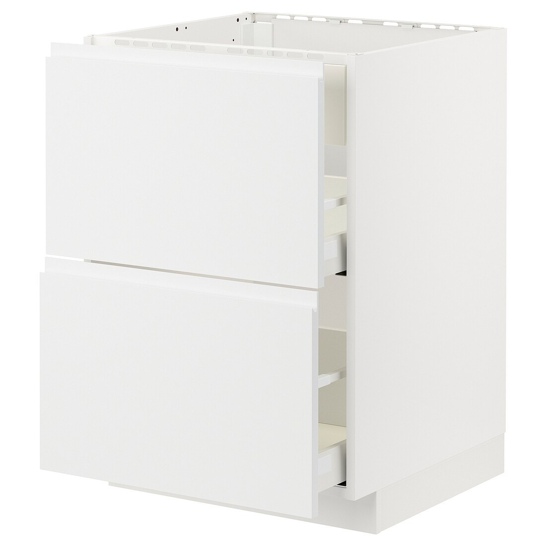 IKEA METOD МЕТОД / MAXIMERA МАКСИМЕРА Напольный шкаф для варочной панели / вытяжка с ящиком, белый / Voxtorp матовый белый, 60x60 см 99477809 | 994.778.09