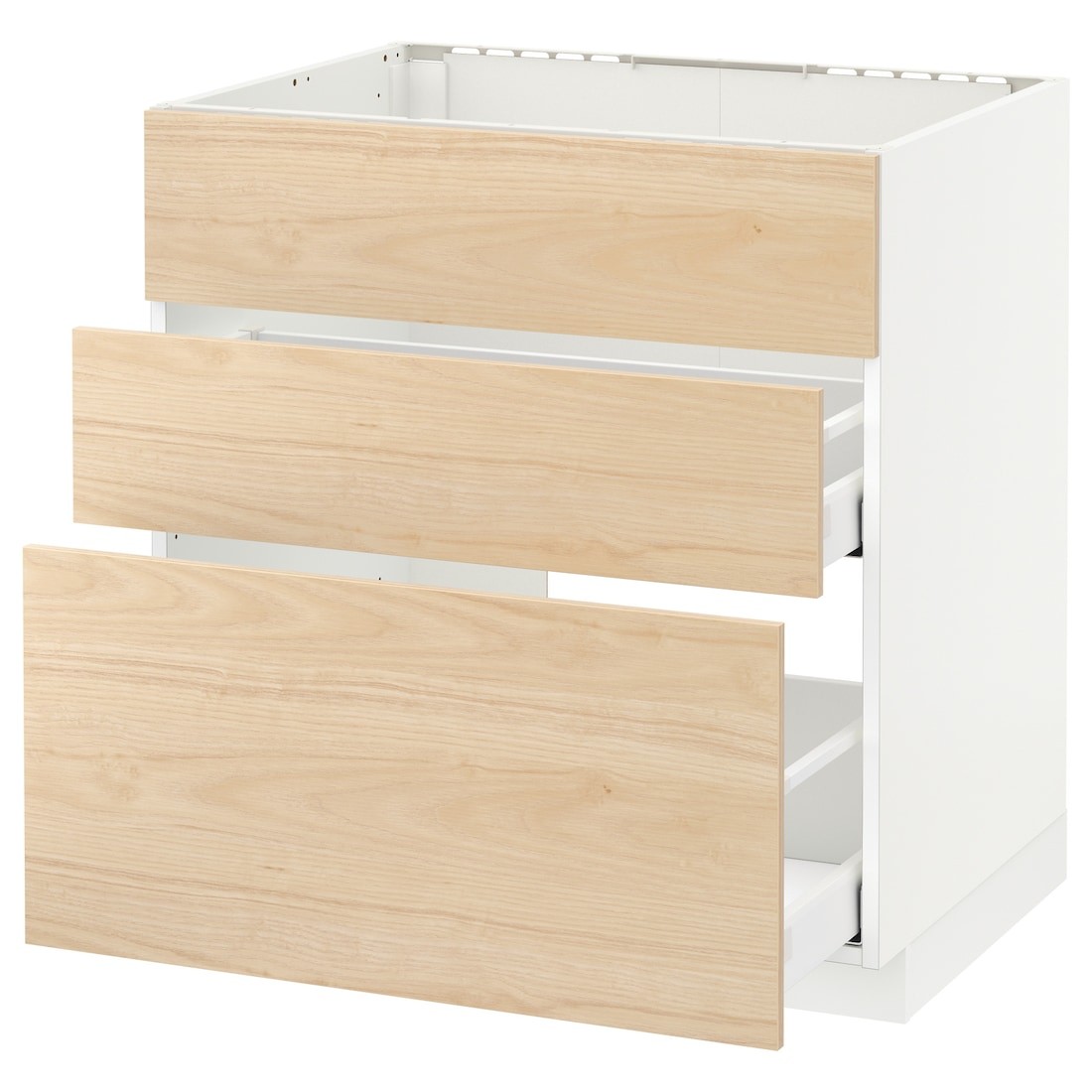 IKEA METOD МЕТОД / MAXIMERA МАКСИМЕРА Напольный шкаф под мойку с ящиками, белый / Askersund узор светлый ясень, 80x60 см 59215895 592.158.95