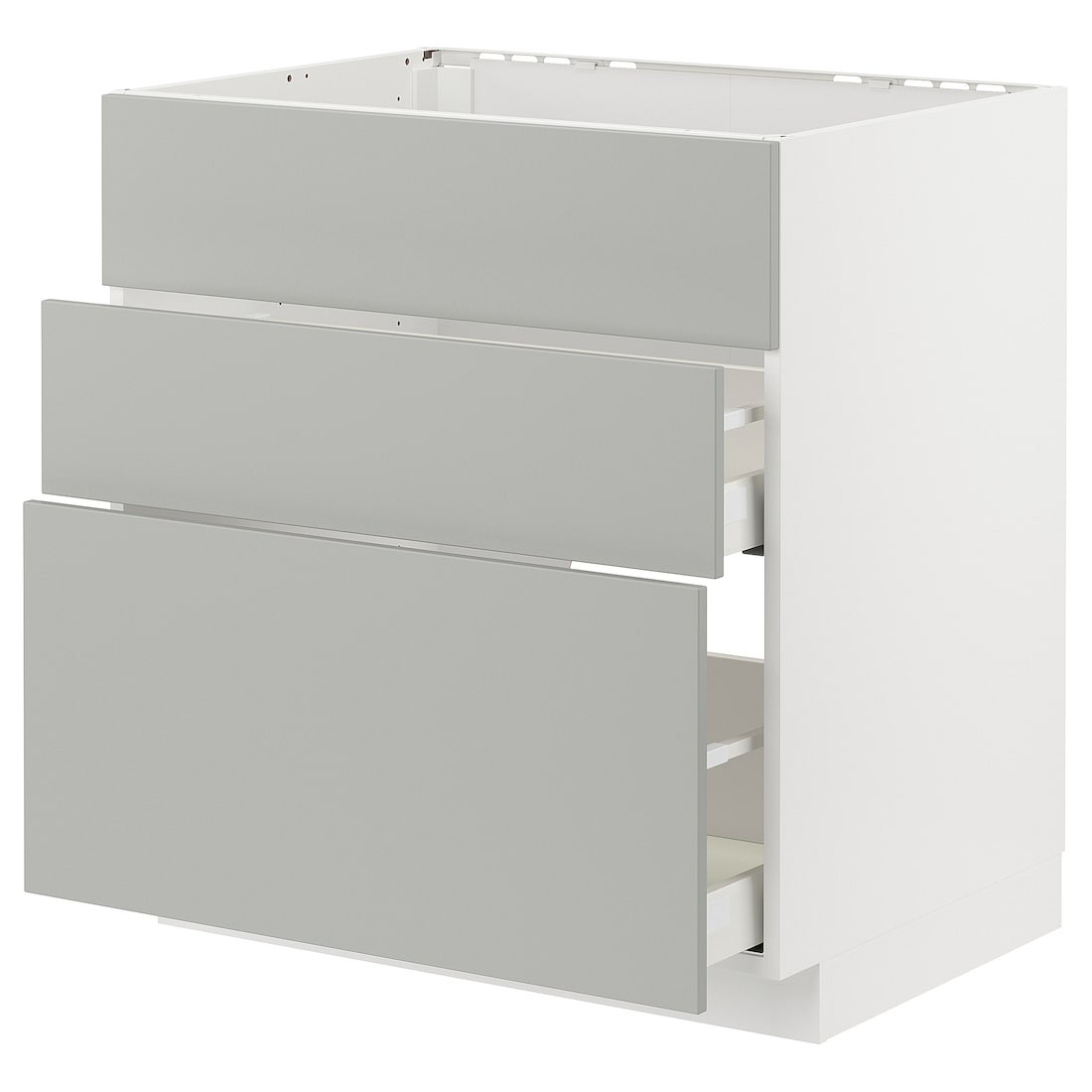 IKEA METOD / MAXIMERA Напольный шкаф под мойку с ящиками, белый / Хавсторп светло-серый, 80x60 см 99538563 995.385.63