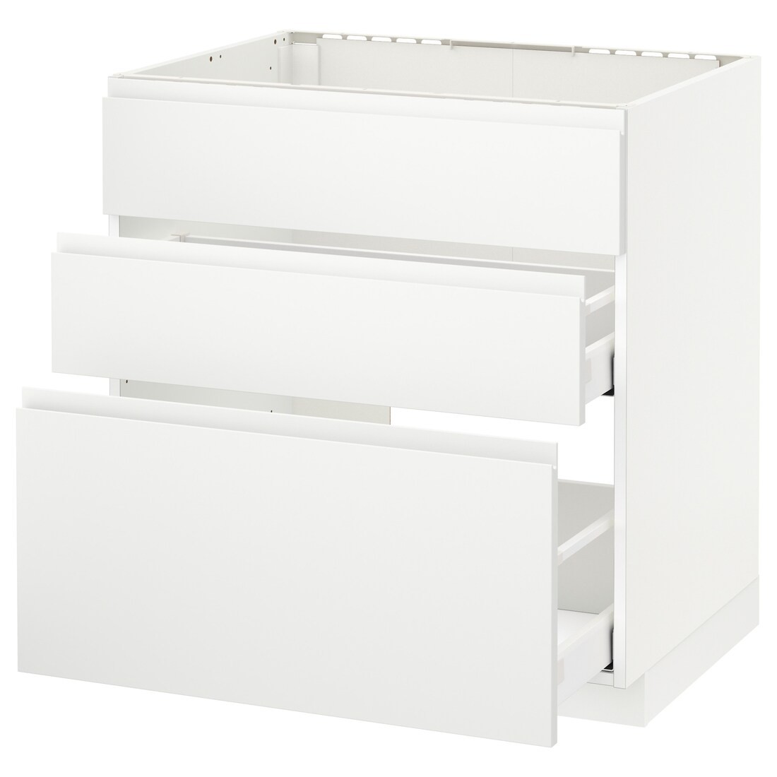 IKEA METOD МЕТОД / MAXIMERA МАКСИМЕРА Напольный шкаф под мойку с ящиками, белый / Voxtorp матовый белый, 80x60 см 99112678 991.126.78