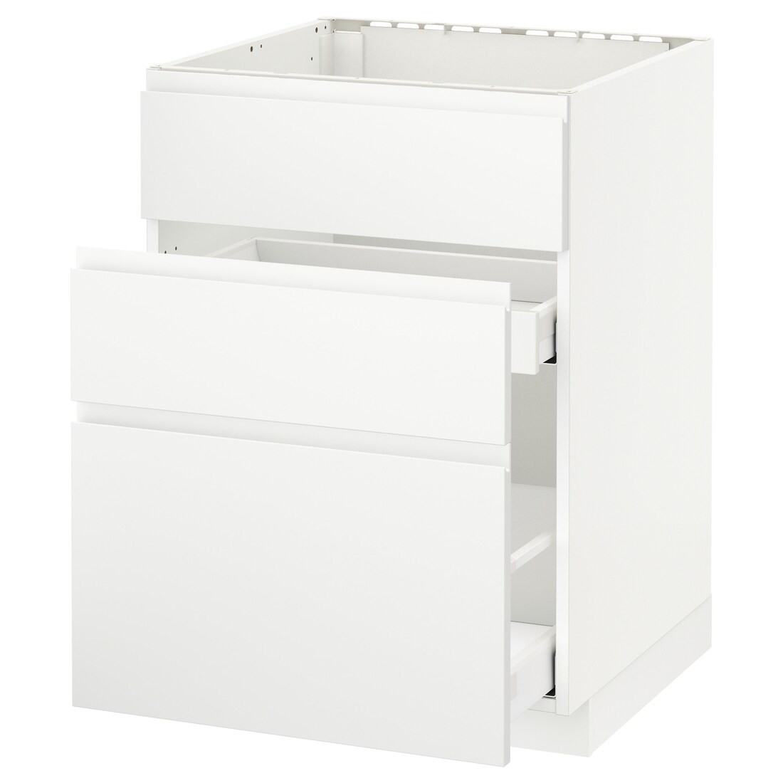 IKEA METOD МЕТОД / MAXIMERA МАКСИМЕРА Напольный шкаф под мойку с ящиками, белый / Voxtorp матовый белый, 60x60 см 39112110 391.121.10