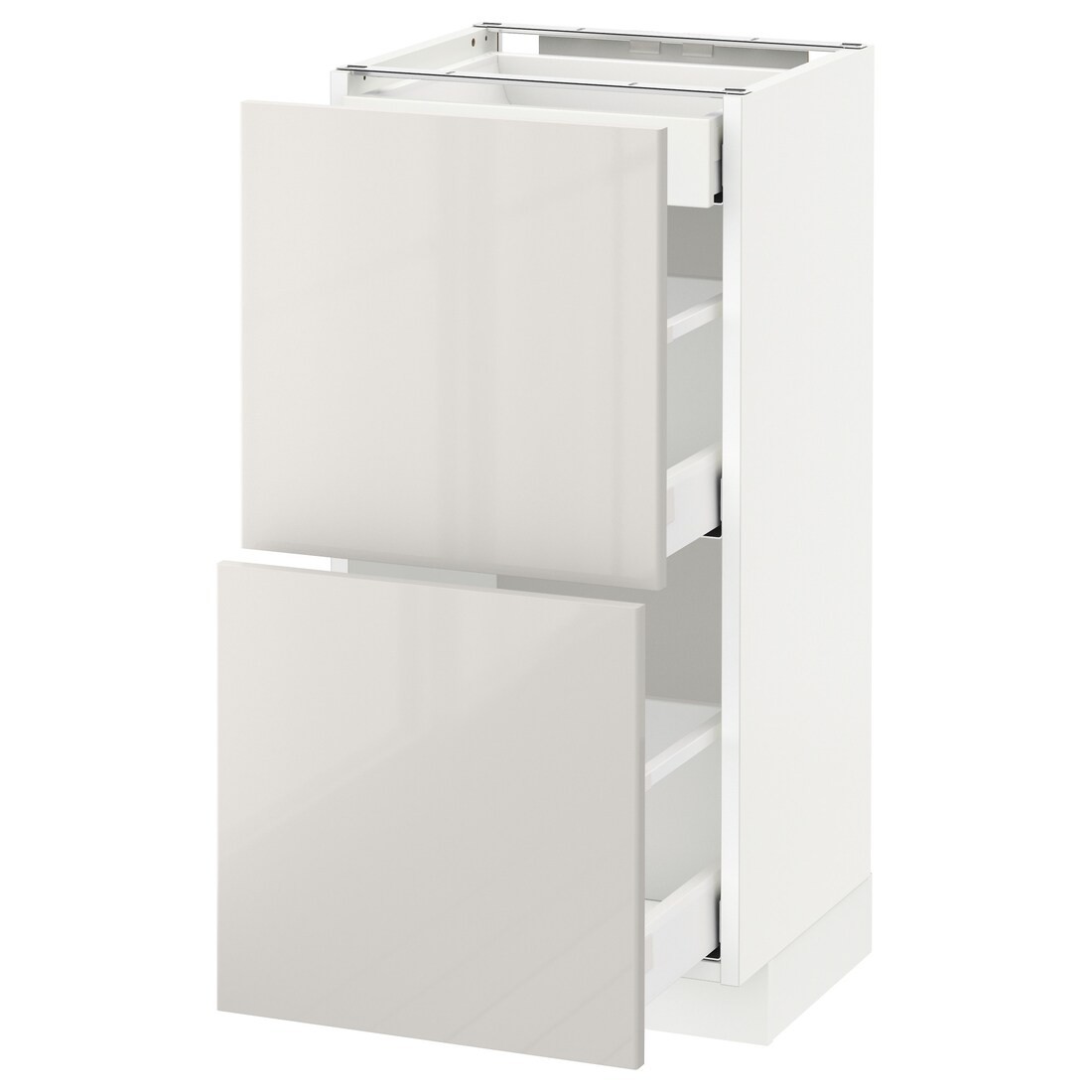 IKEA METOD МЕТОД / MAXIMERA МАКСИМЕРА Напольный шкаф с ящиками, белый / Ringhult светло-серый, 40x37 см 09142590 | 091.425.90