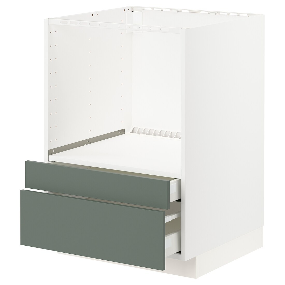IKEA METOD МЕТОД / MAXIMERA МАКСИМЕРА Напольный шкаф для комби СВЧ / выдвижные ящики, белый / Bodarp серо-зеленый, 60x60 см 69317780 | 693.177.80