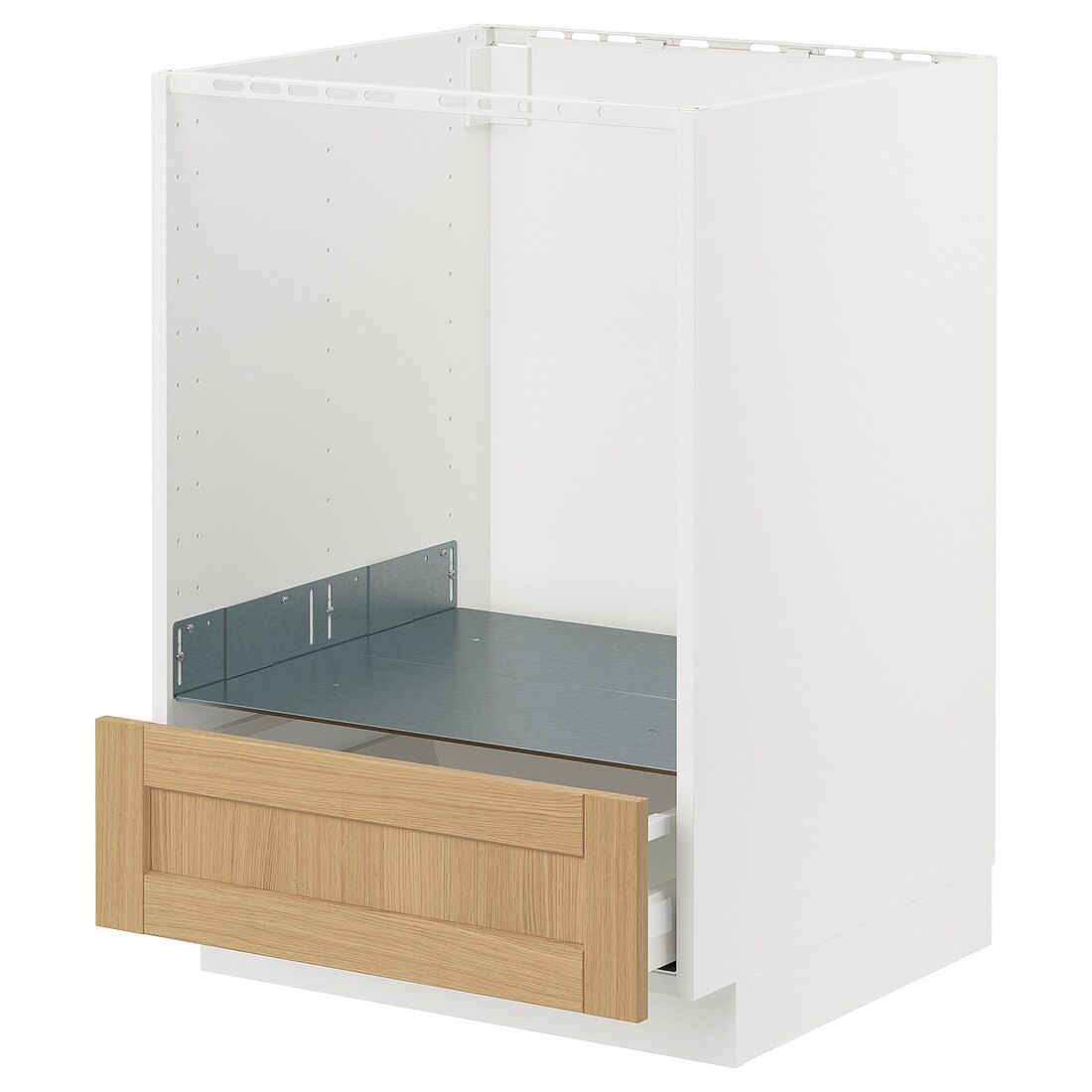 IKEA METOD / MAXIMERA Шкаф под духовку с ящиком, белый / дуб Forsbacka, 60x60 см 49509209 | 495.092.09