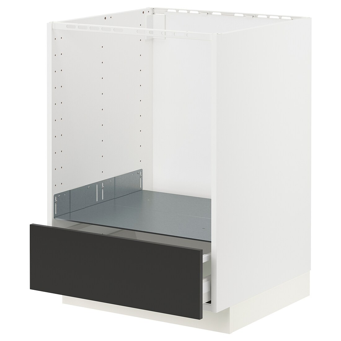 IKEA METOD МЕТОД / MAXIMERA МАКСИМЕРА Шкаф под духовку с ящиком, белый / Nickebo матовый антрацит, 60x60 см 49498606 | 494.986.06