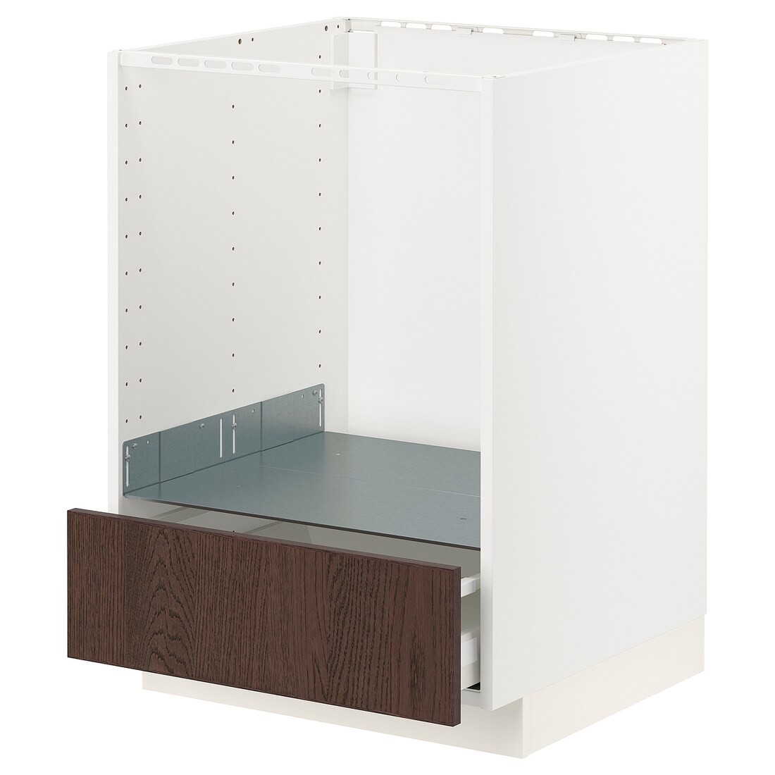 IKEA METOD МЕТОД / MAXIMERA МАКСИМЕРА Шкаф под духовку с ящиком, белый / Sinarp коричневый, 60x60 см 49404325 | 494.043.25
