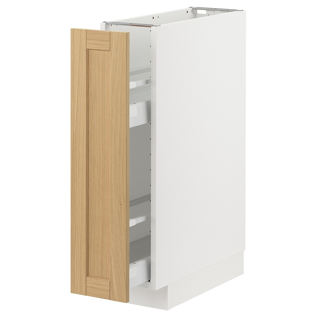 IKEA METOD / MAXIMERA Напольный шкаф / с выдвижным внутренним элементом, белый / дуб Forsbacka, 20x60 см 59509176 595.091.76