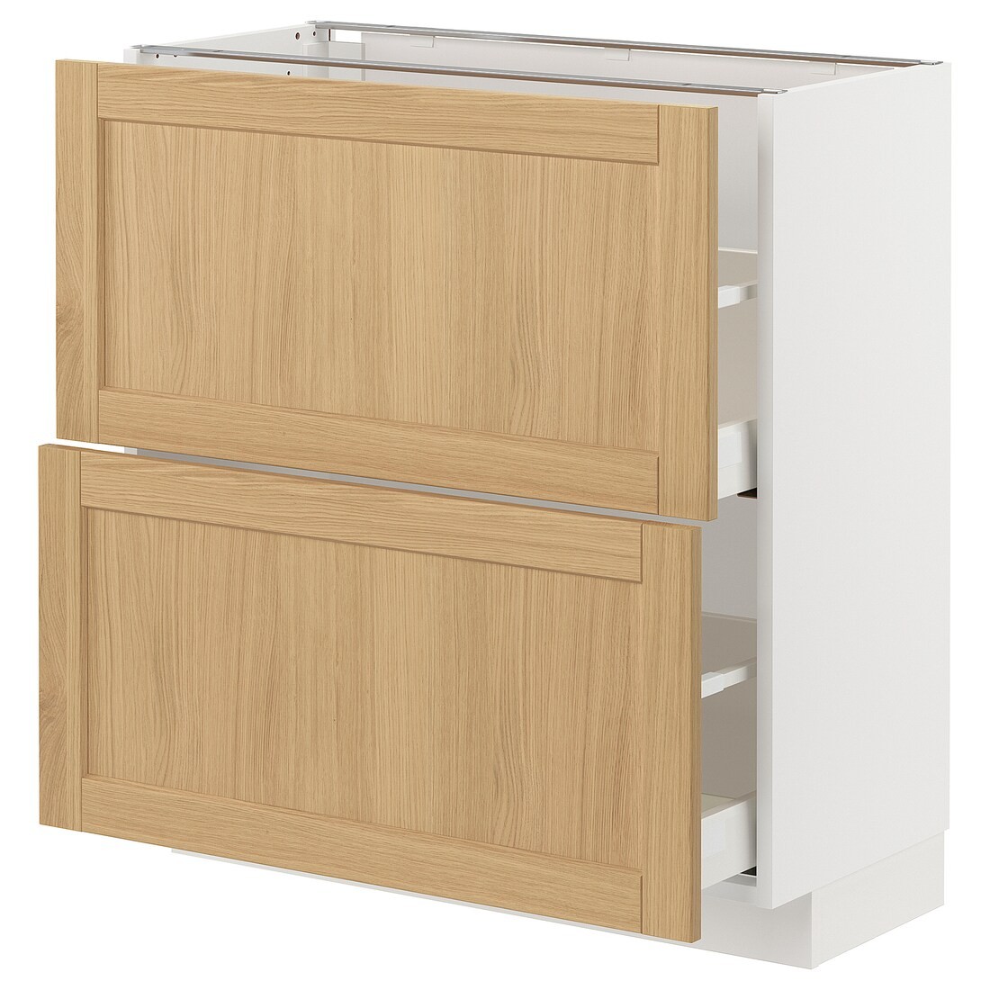 IKEA METOD / MAXIMERA Напольный шкаф с 2 ящиками, белый / дуб Forsbacka, 80x37 см 59509275 | 595.092.75