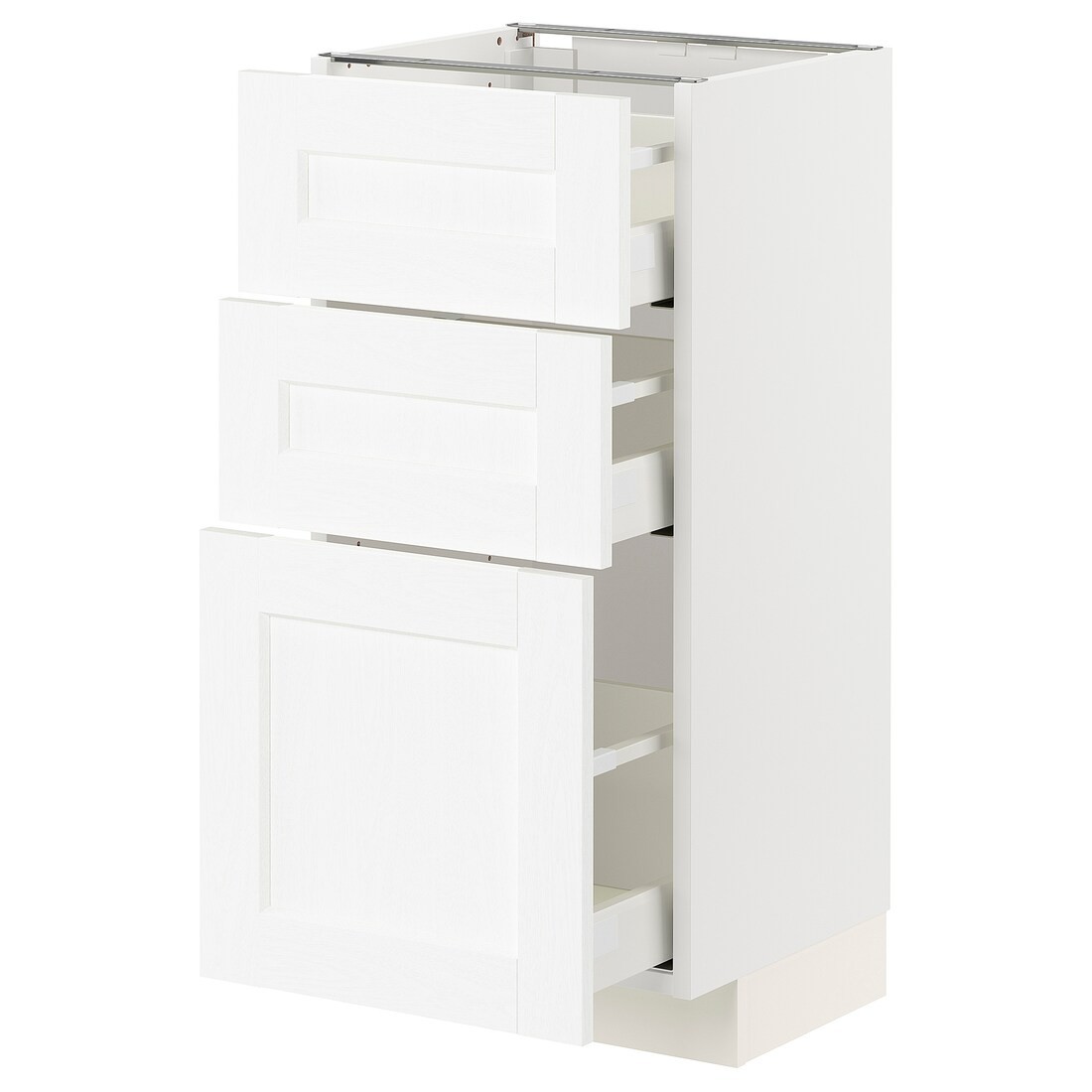 IKEA METOD МЕТОД / MAXIMERA МАКСИМЕРА Напольный шкаф с 3 ящиками, белый Enköping / белый имитация дерева, 40x37 см 19473443 194.734.43