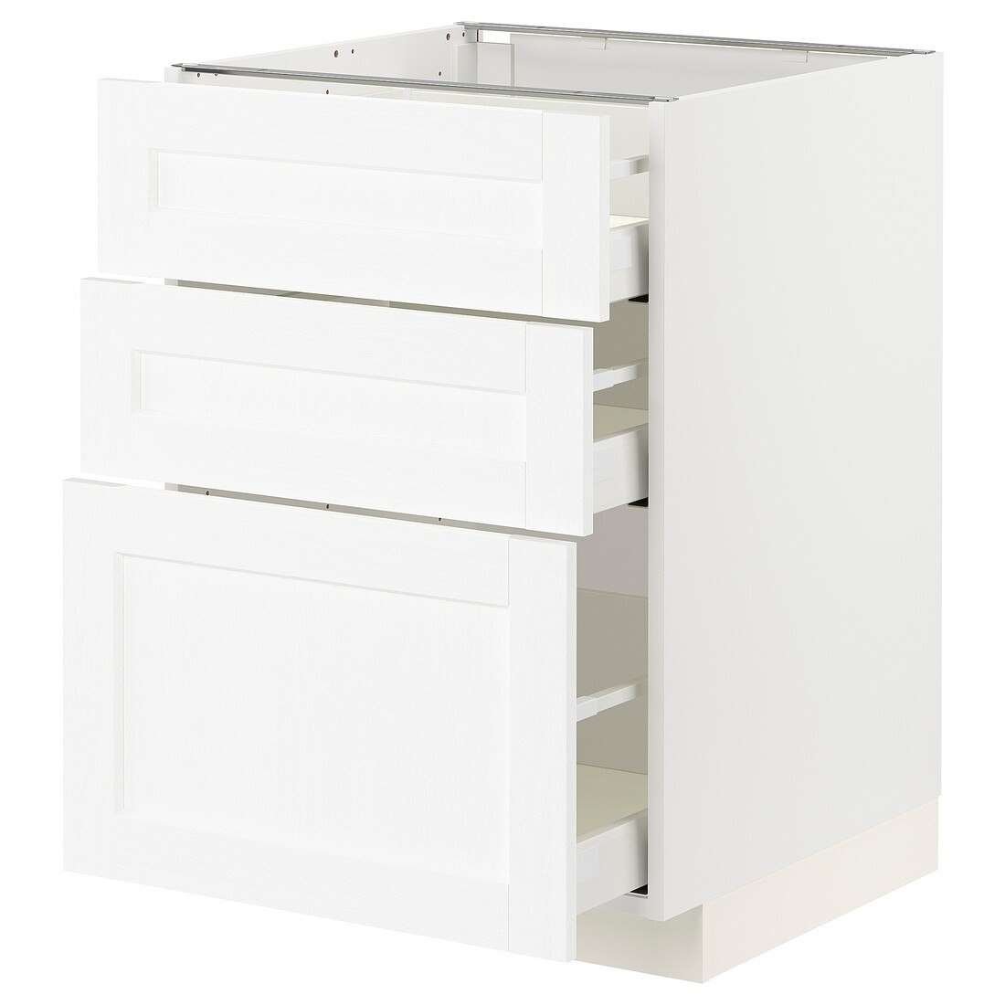 IKEA METOD МЕТОД / MAXIMERA МАКСИМЕРА Напольный шкаф с 3 ящиками, белый Enköping / белый имитация дерева, 60x60 см 49473427 494.734.27