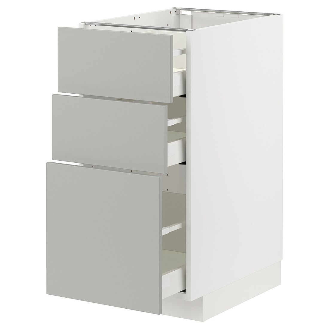 IKEA METOD / MAXIMERA Напольный шкаф с 3 ящиками, белый / Хавсторп светло-серый, 40x60 см 99538228 995.382.28