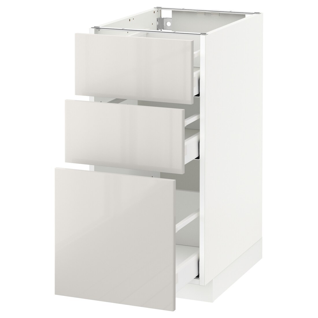 IKEA METOD МЕТОД / MAXIMERA МАКСИМЕРА Напольный шкаф с 3 ящиками, белый / Ringhult светло-серый, 40x60 см 69142498 691.424.98