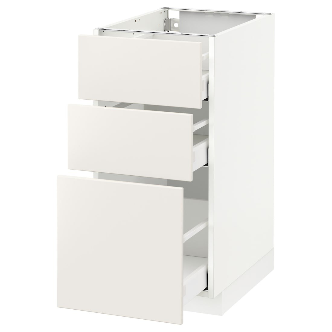 IKEA METOD МЕТОД / MAXIMERA МАКСИМЕРА Напольный шкаф с 3 ящиками, белый / Veddinge белый, 40x60 см 29049628 290.496.28