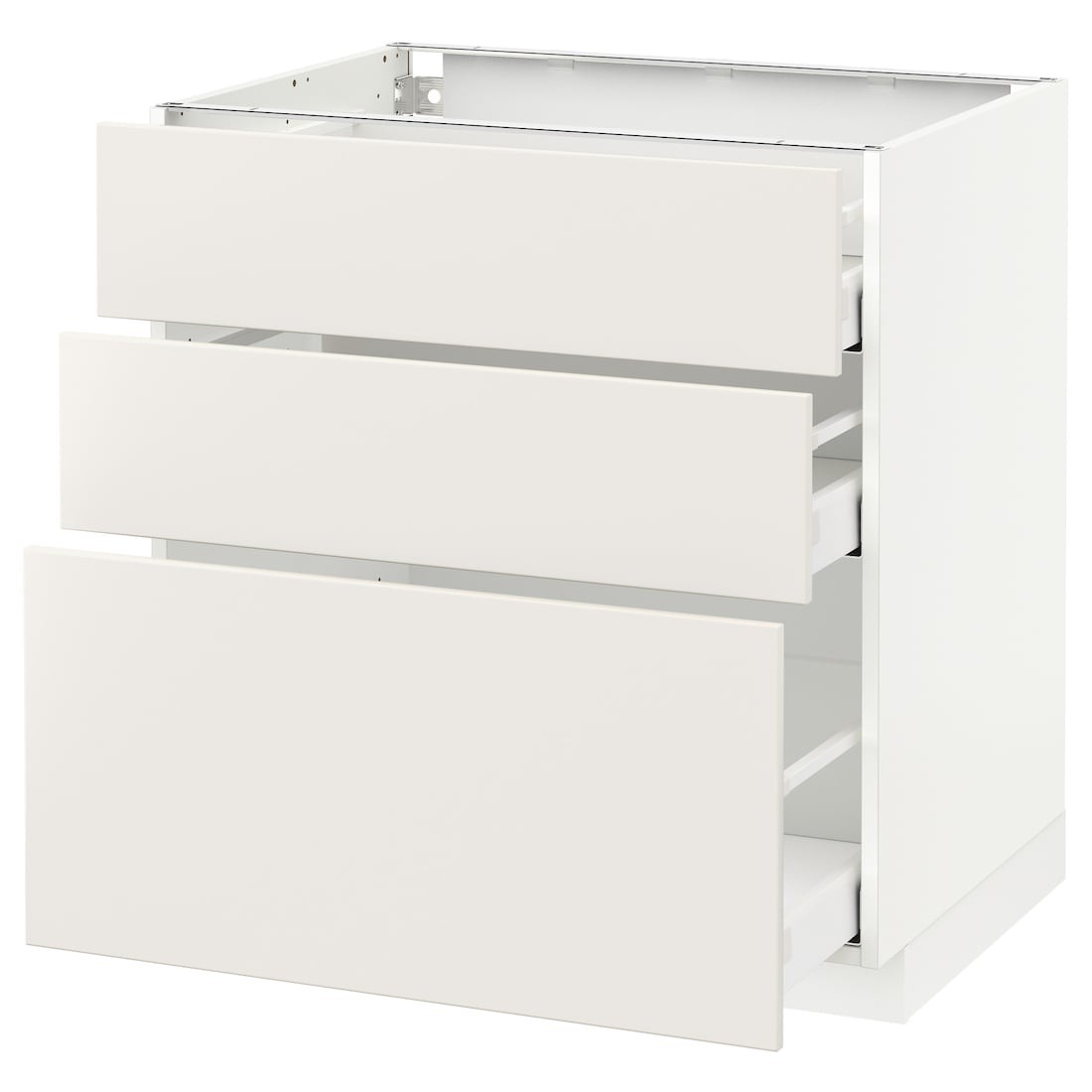 IKEA METOD МЕТОД / MAXIMERA МАКСИМЕРА Напольный шкаф с 3 ящиками, белый / Veddinge белый, 80x60 см 29049708 290.497.08