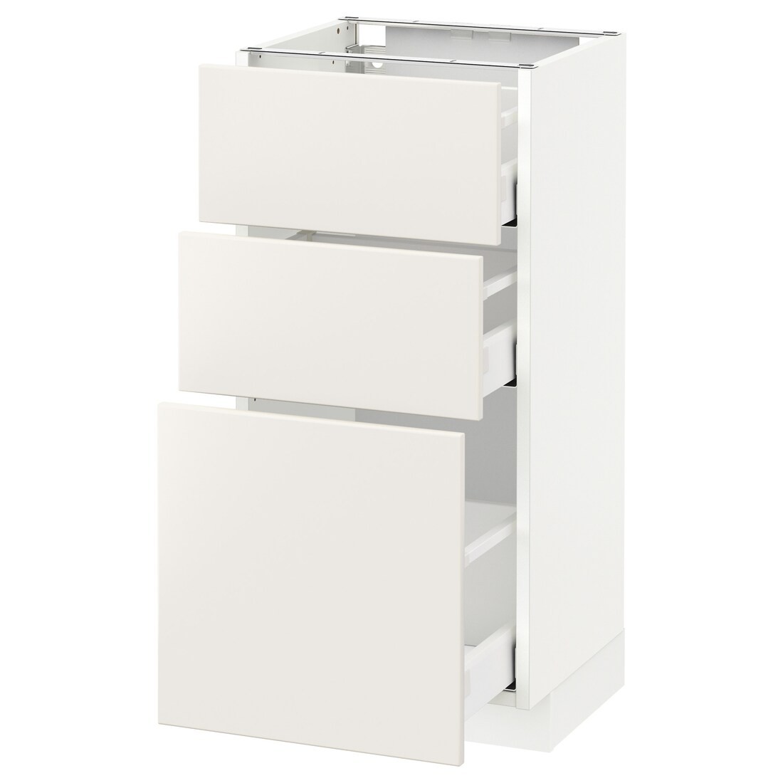 IKEA METOD МЕТОД / MAXIMERA МАКСИМЕРА Напольный шкаф с 3 ящиками, белый / Veddinge белый, 40x37 см 59052129 | 590.521.29