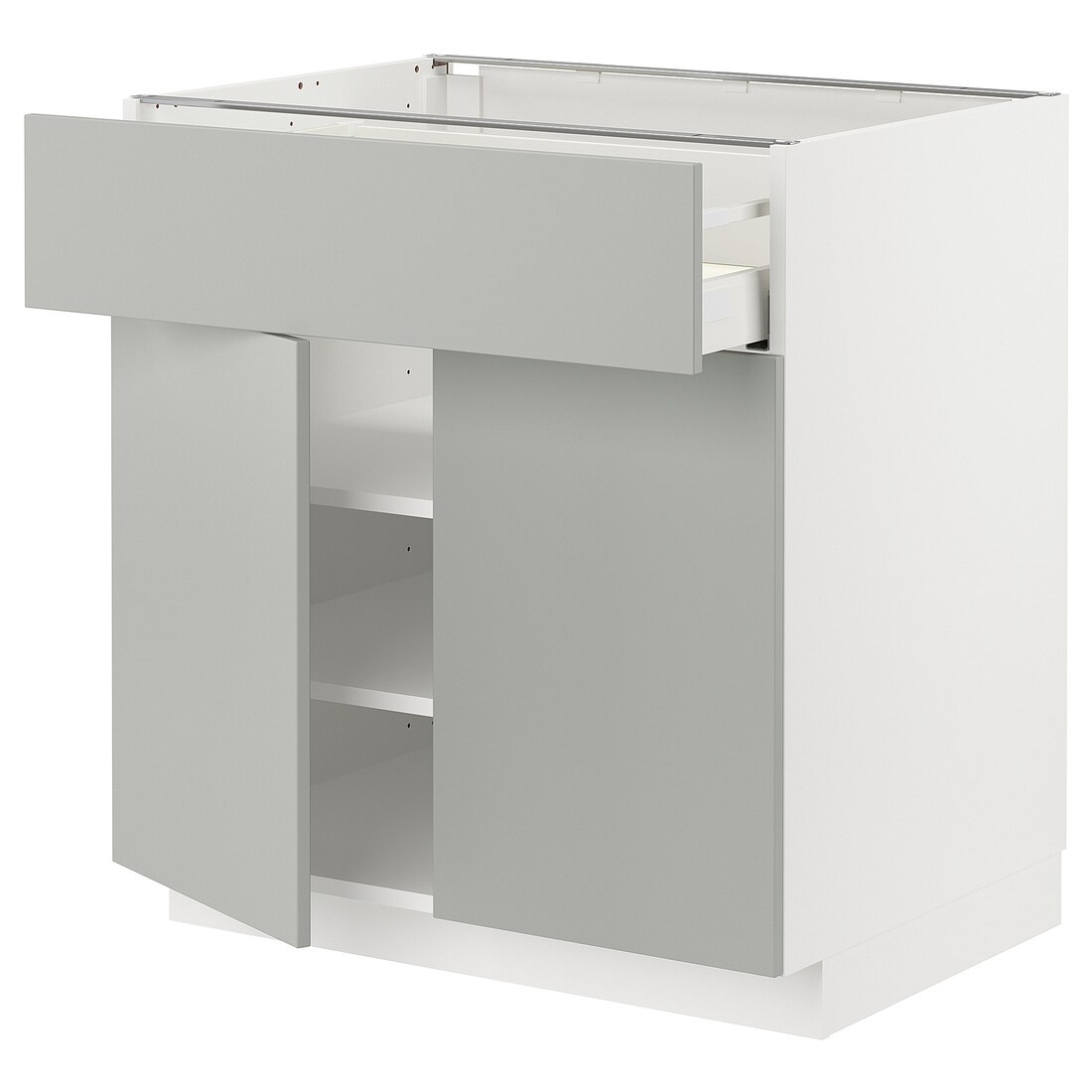 IKEA METOD / MAXIMERA Напольный шкаф с ящиком / 2 дверцами, белый / Хавсторп светло-серый, 80x60 см 29538552 | 295.385.52