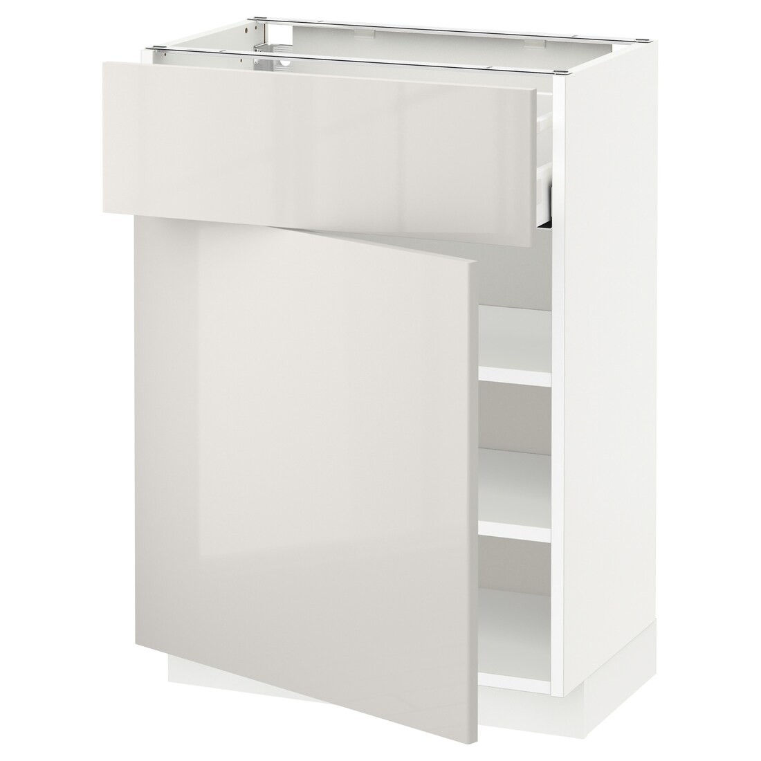 IKEA METOD МЕТОД / MAXIMERA МАКСИМЕРА Напольный шкаф с ящиком / дверцей, белый / Ringhult светло-серый, 60x37 см 89461856 | 894.618.56