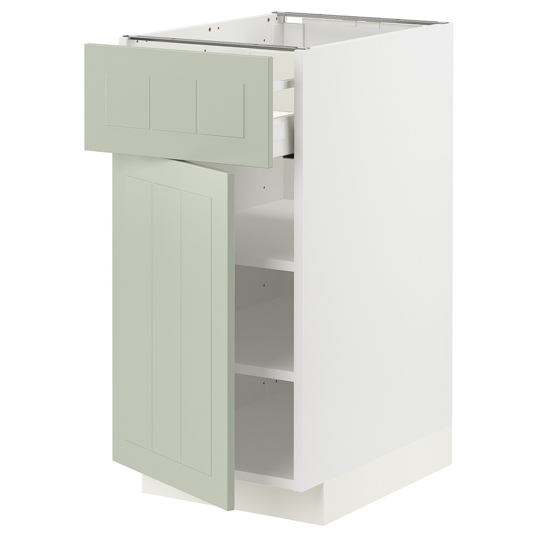 IKEA METOD МЕТОД / MAXIMERA МАКСИМЕРА Напольный шкаф с ящиком / дверцей, белый / Stensund светло-зеленый, 40x60 см 49486929 | 494.869.29