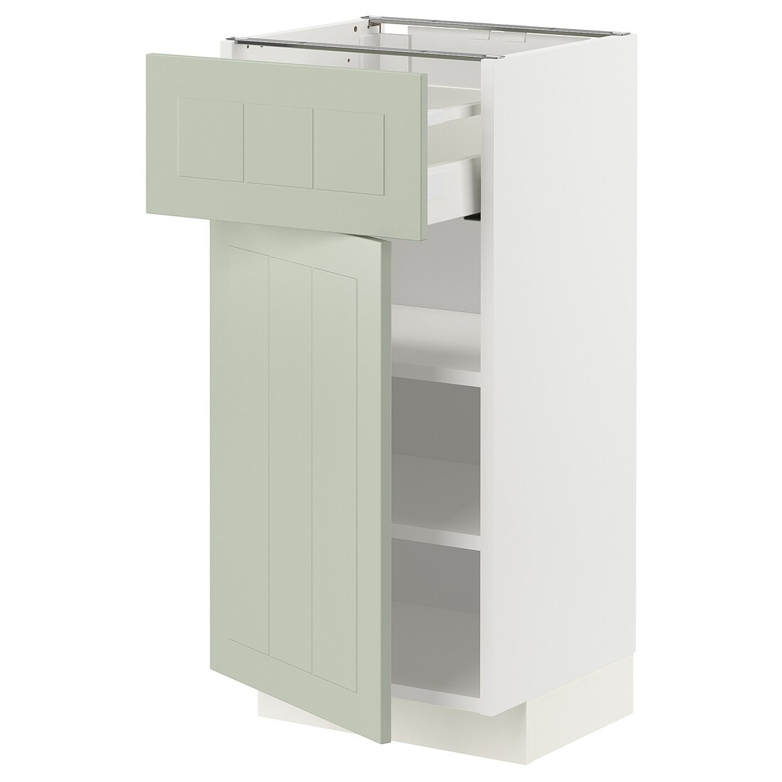IKEA METOD МЕТОД / MAXIMERA МАКСИМЕРА Напольный шкаф с ящиком / дверцей, белый / Stensund светло-зеленый, 40x37 см 69486457 | 694.864.57
