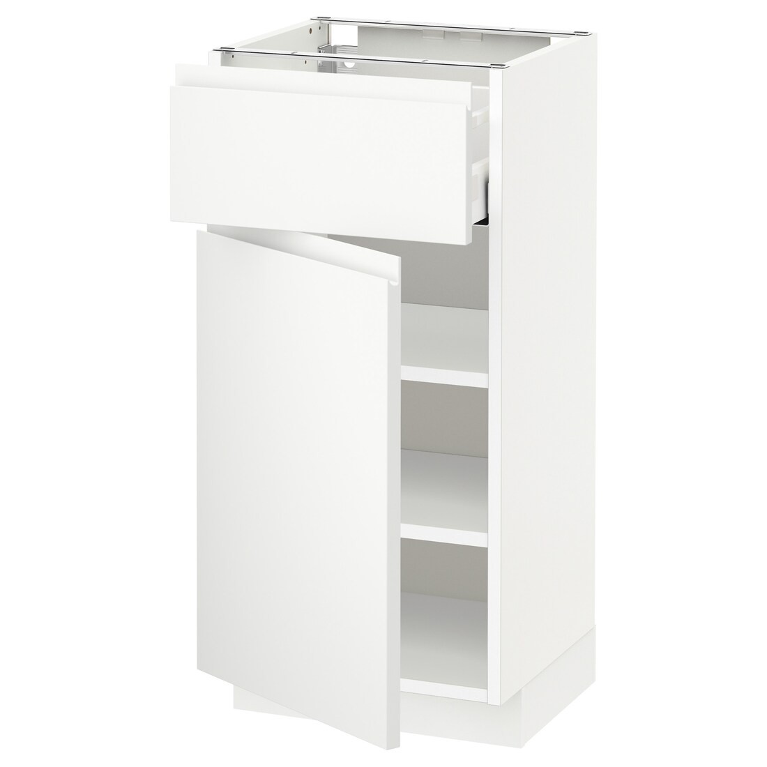 IKEA METOD МЕТОД / MAXIMERA МАКСИМЕРА Напольный шкаф с ящиком / дверцей, белый / Voxtorp матовый белый, 40x37 см 69455187 | 694.551.87
