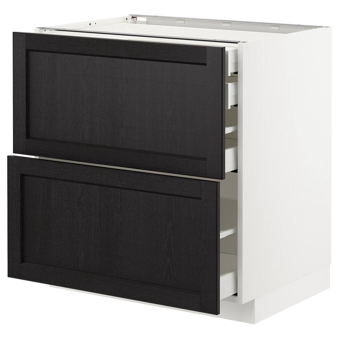 IKEA METOD МЕТОД / MAXIMERA МАКСИМЕРА Напольный шкаф с ящиками, белый / Lerhyttan черная морилка, 80x60 см 39257546 | 392.575.46