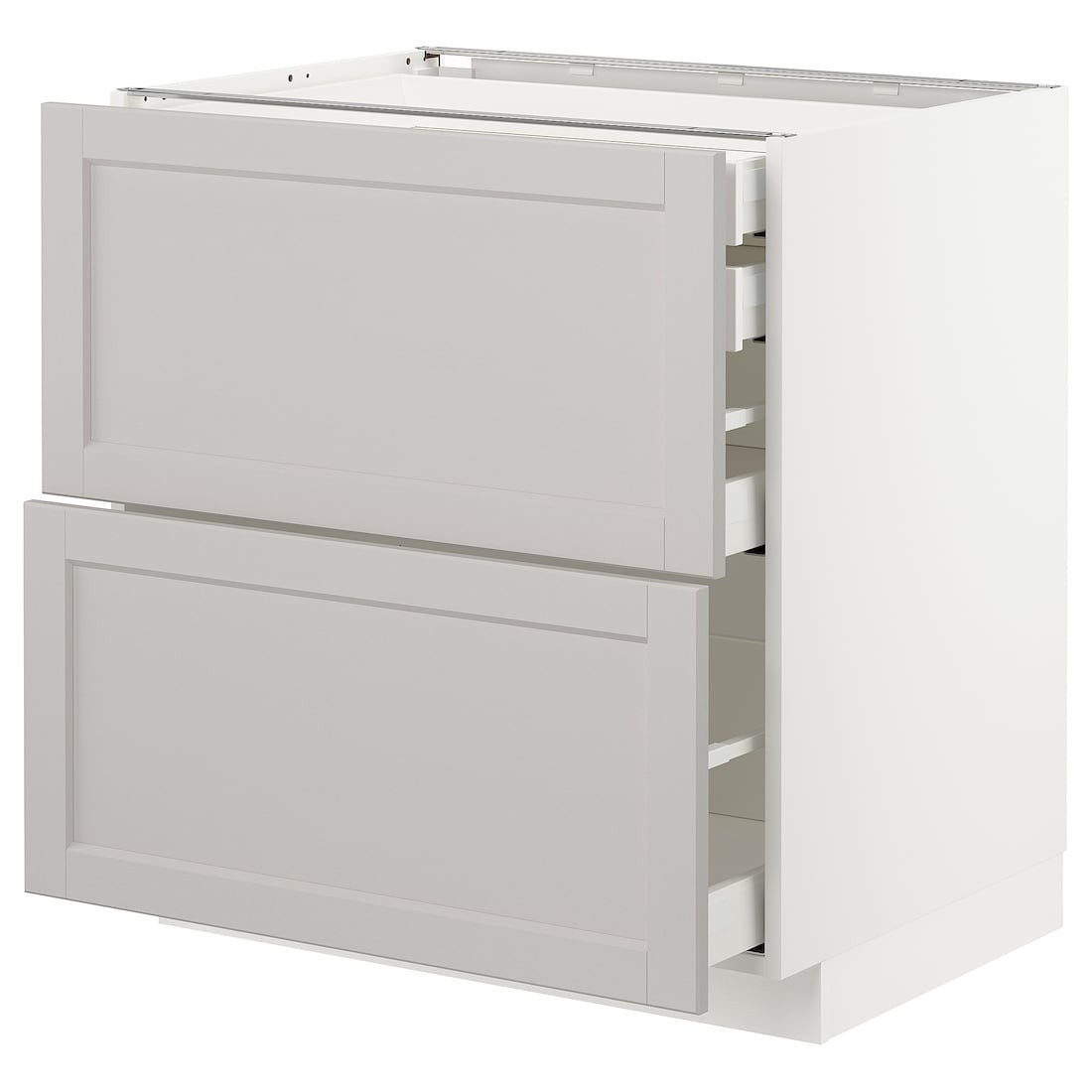 IKEA METOD МЕТОД / MAXIMERA МАКСИМЕРА Напольный шкаф с ящиками, белый / Lerhyttan светло-серый, 80x60 см 09274335 | 092.743.35