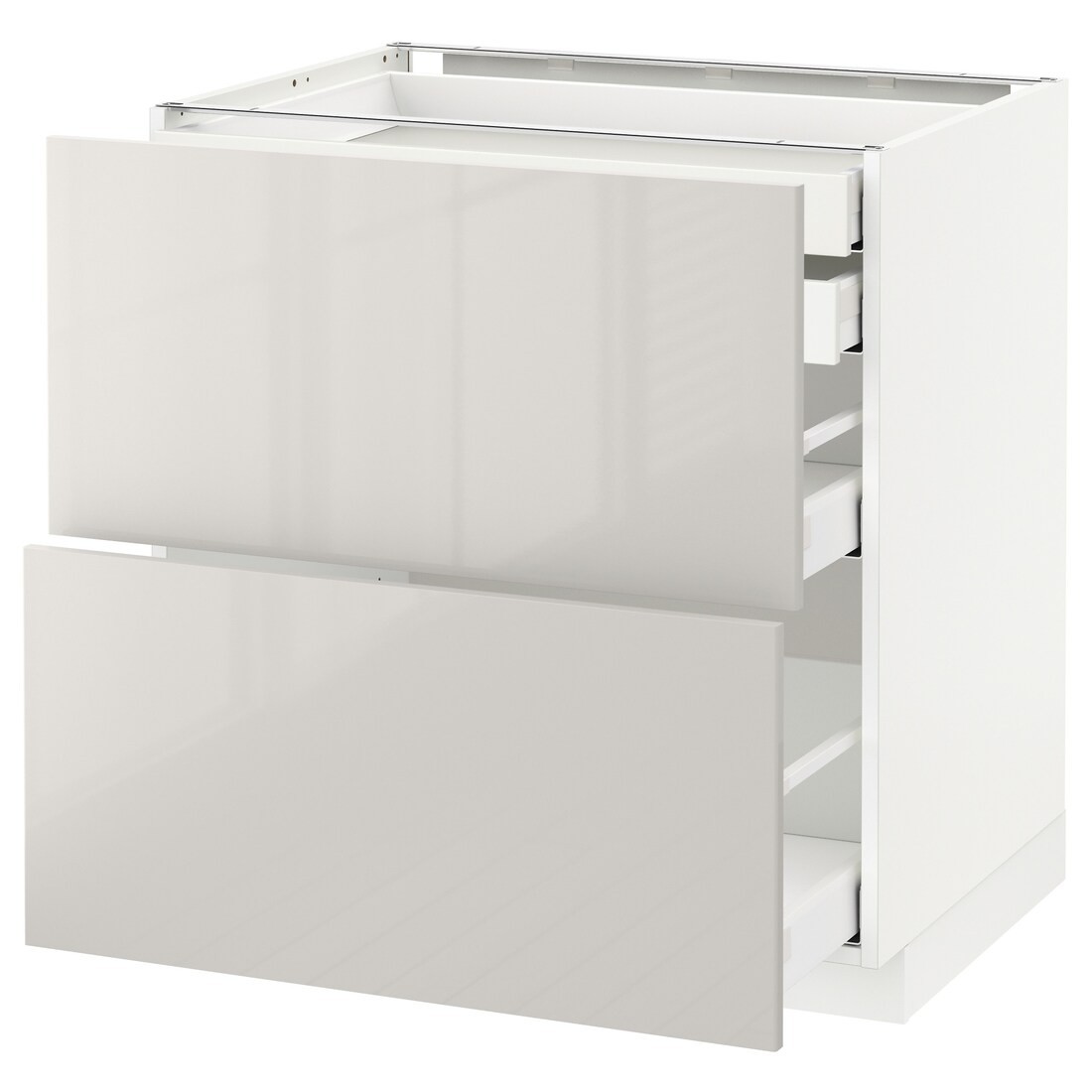 IKEA METOD МЕТОД / MAXIMERA МАКСИМЕРА Напольный шкаф с ящиками, белый / Ringhult светло-серый, 80x60 см 09141802 | 091.418.02