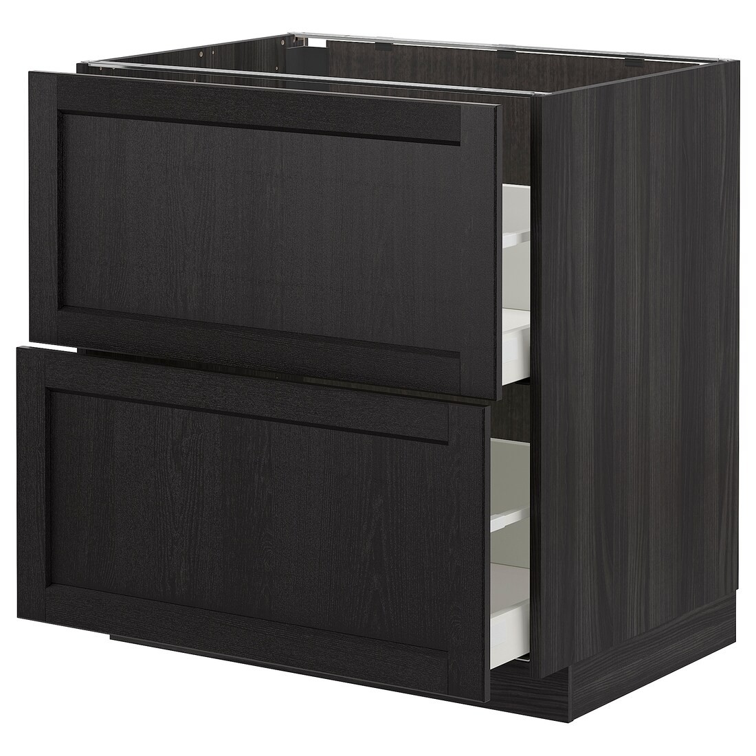 IKEA METOD МЕТОД / MAXIMERA МАКСИМЕРА Напольный шкаф с ящиками, черный / Lerhyttan черная морилка, 80x60 см 69260284 | 692.602.84