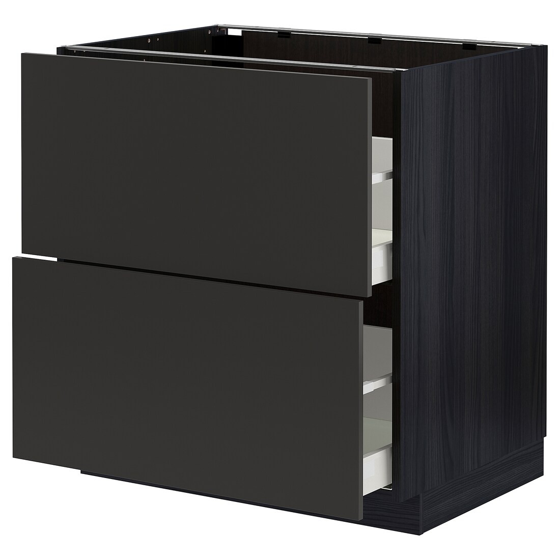 IKEA METOD МЕТОД / MAXIMERA МАКСИМЕРА Напольный шкаф с ящиками, черный / Nickebo матовый антрацит, 80x60 см 19497378 194.973.78