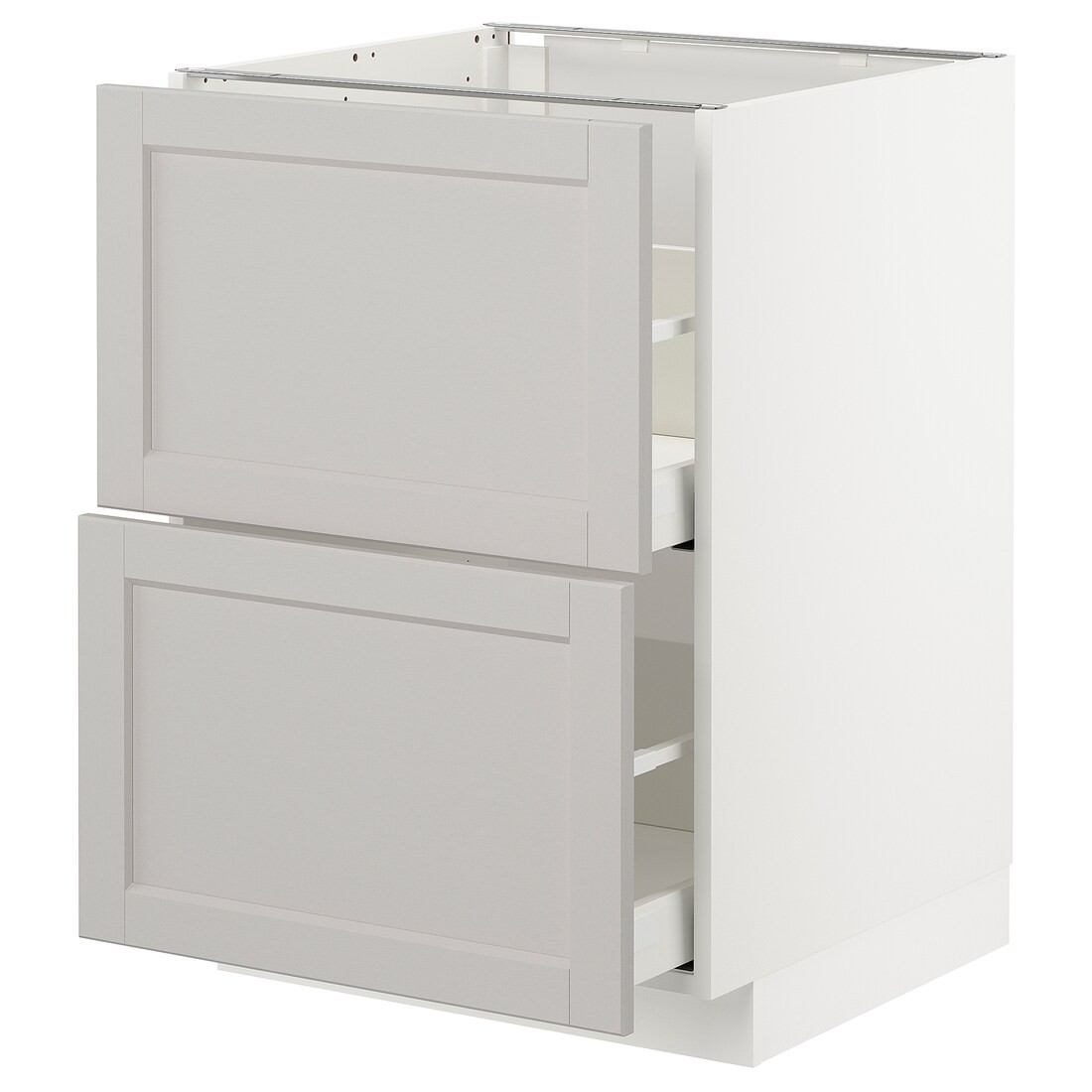 IKEA METOD МЕТОД / MAXIMERA МАКСИМЕРА Напольный шкаф с ящиками, белый / Lerhyttan светло-серый, 60x60 см 79274327 | 792.743.27