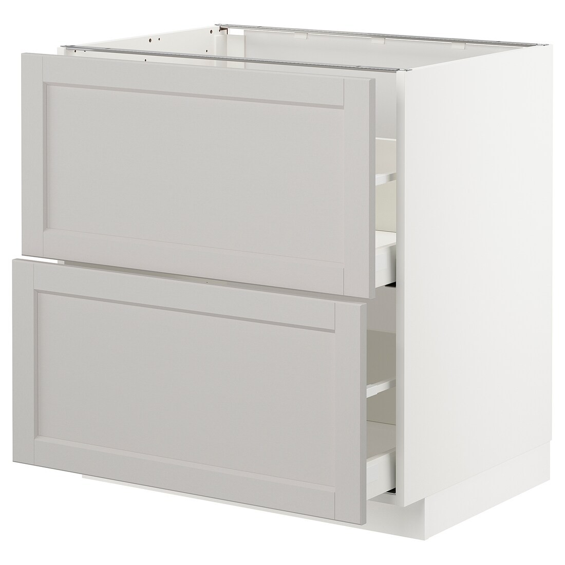 IKEA METOD МЕТОД / MAXIMERA МАКСИМЕРА Напольный шкаф с ящиками, белый / Lerhyttan светло-серый, 80x60 см 39274329 | 392.743.29