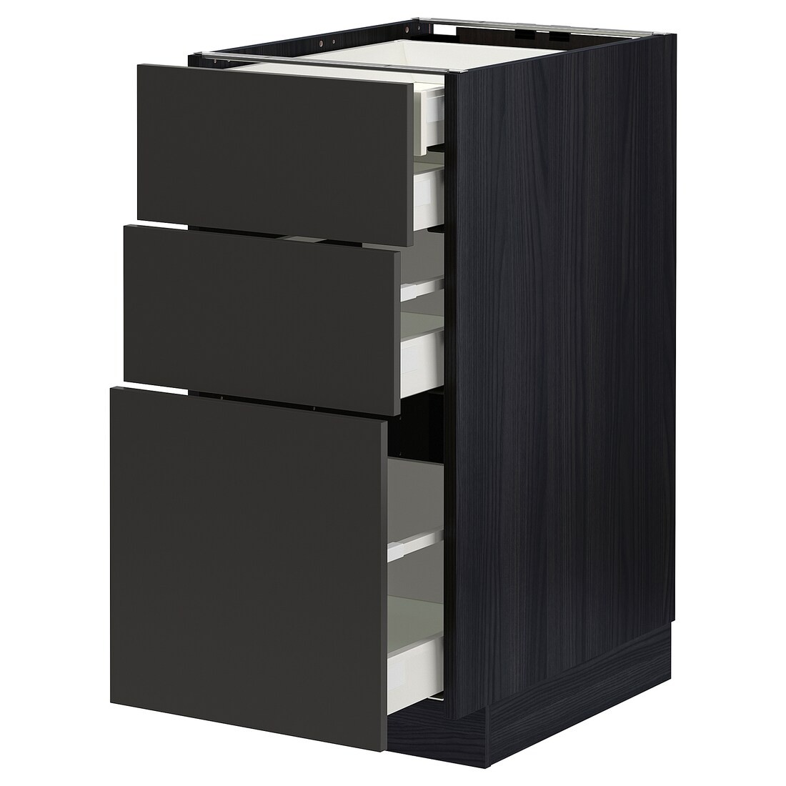 IKEA METOD МЕТОД / MAXIMERA МАКСИМЕРА Напольный шкаф с ящиками, черный / Nickebo матовый антрацит, 40x60 см 69497998 | 694.979.98