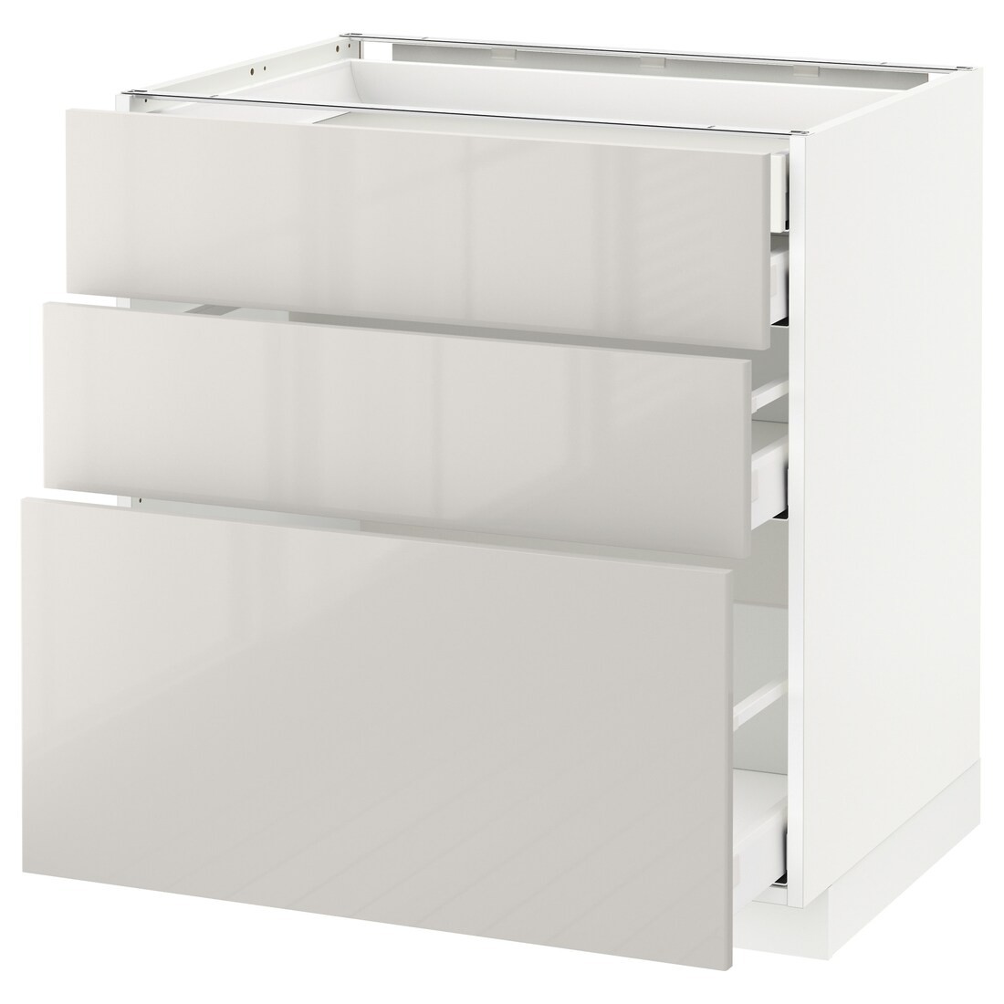 IKEA METOD МЕТОД / MAXIMERA МАКСИМЕРА Напольный шкаф с ящиками, белый / Ringhult светло-серый, 80x60 см 59141734 591.417.34