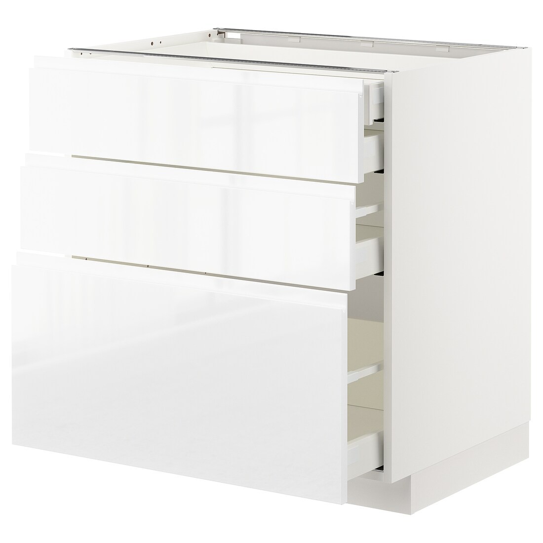 IKEA METOD МЕТОД / MAXIMERA МАКСИМЕРА Напольный шкаф с ящиками, белый / Voxtorp глянцевый / белый, 80x60 см 79254287 792.542.87