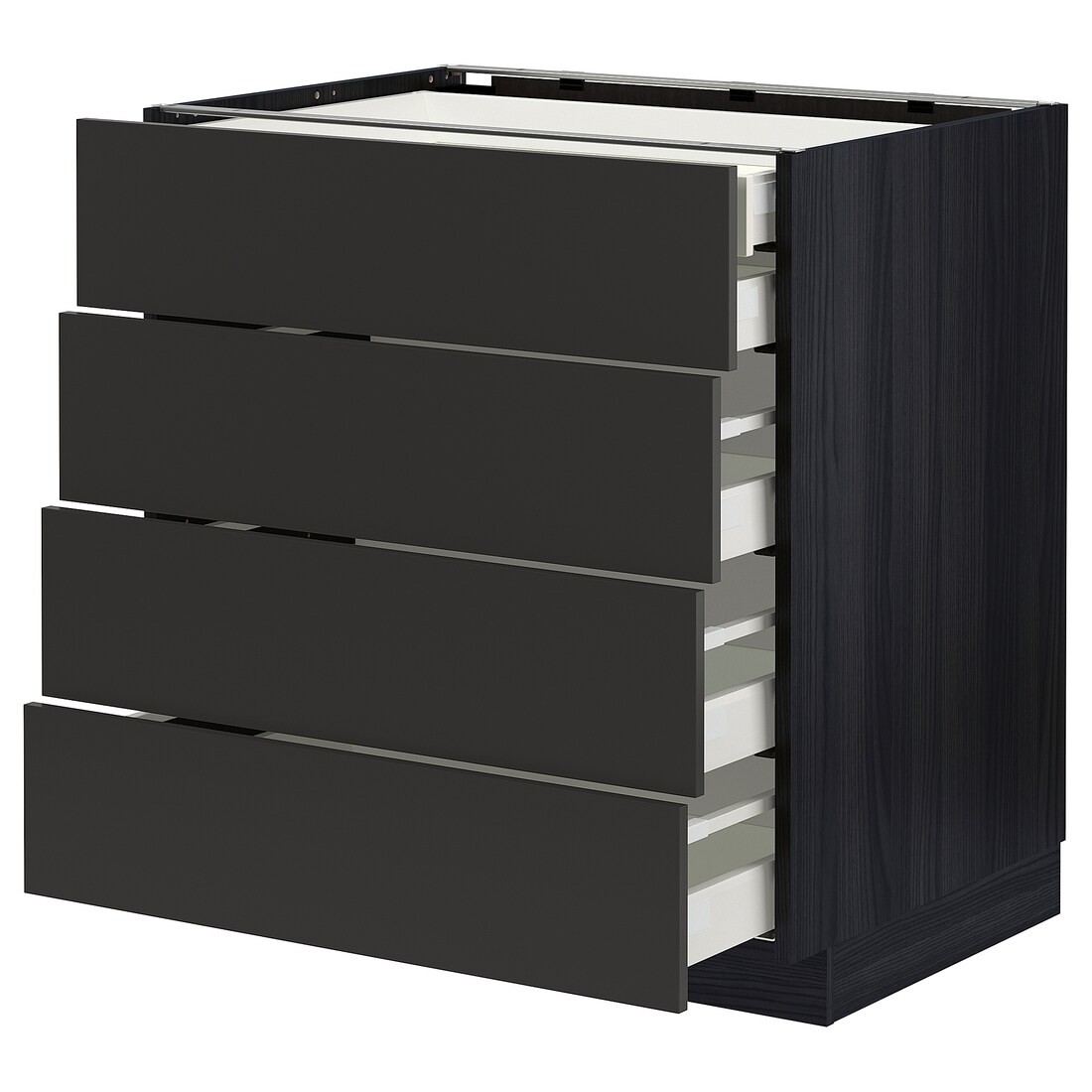 IKEA METOD МЕТОД / MAXIMERA МАКСИМЕРА Напольный шкаф с ящиками, черный / Nickebo матовый антрацит, 80x60 см 39499079 394.990.79