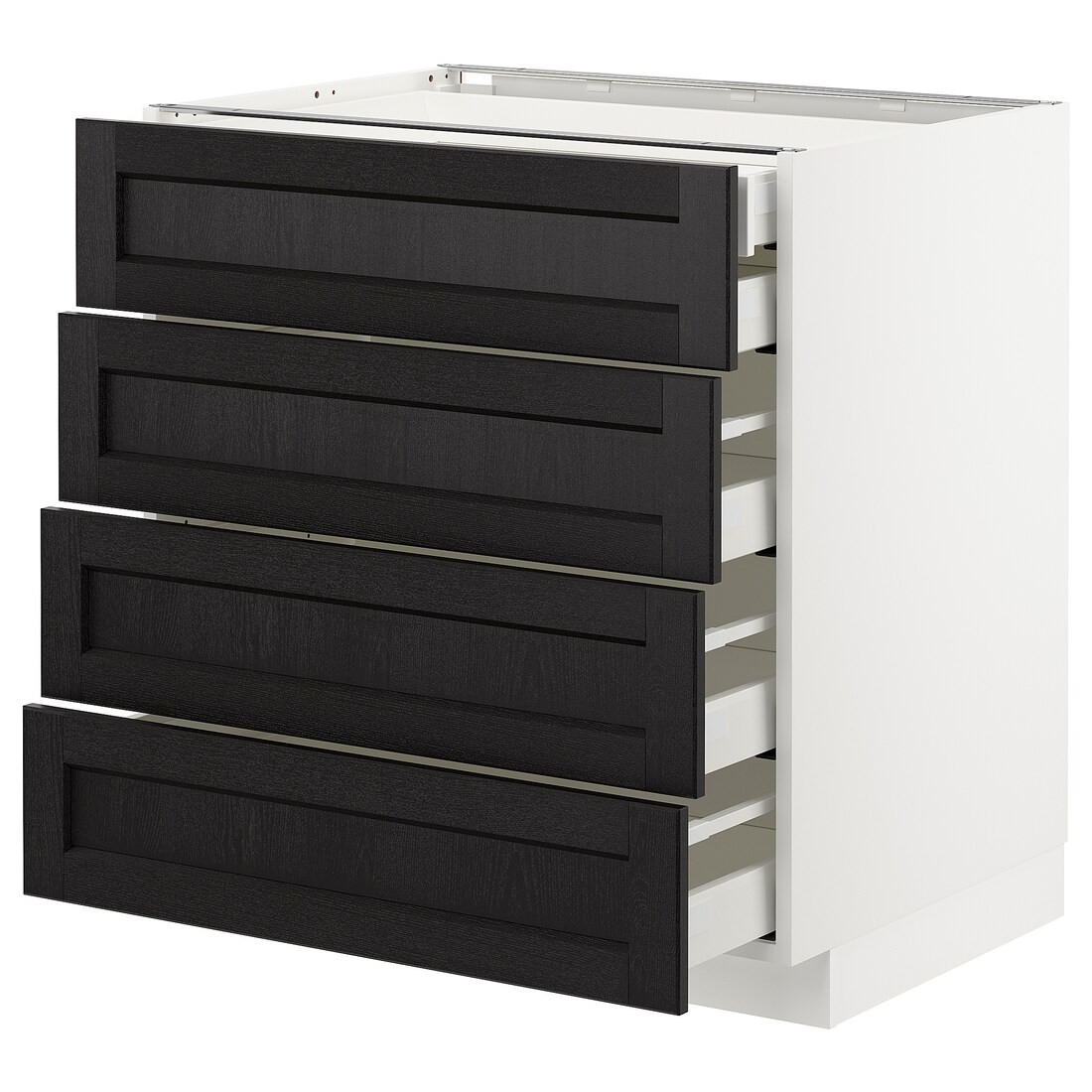 IKEA METOD МЕТОД / MAXIMERA МАКСИМЕРА Напольный шкаф с ящиками, белый / Lerhyttan черная морилка, 80x60 см 99257534 | 992.575.34