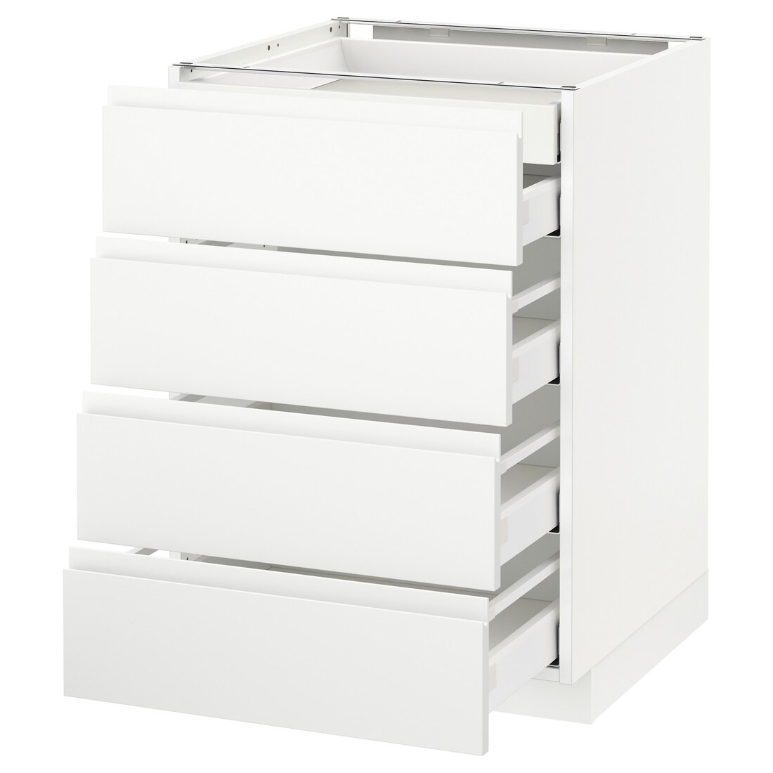 IKEA METOD МЕТОД / MAXIMERA МАКСИМЕРА Напольный шкаф с ящиками, белый / Voxtorp матовый белый, 60x60 см 89112099 | 891.120.99