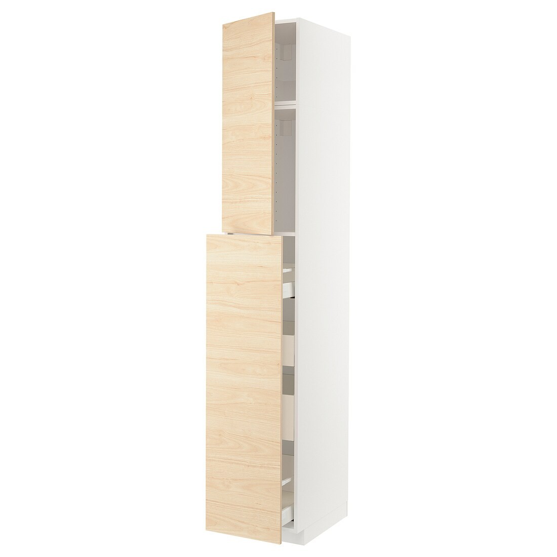 IKEA METOD МЕТОД / MAXIMERA МАКСИМЕРА Высокий шкаф полки / ящики, белый / Askersund узор светлый ясень, 40x60x240 см 09456321 094.563.21