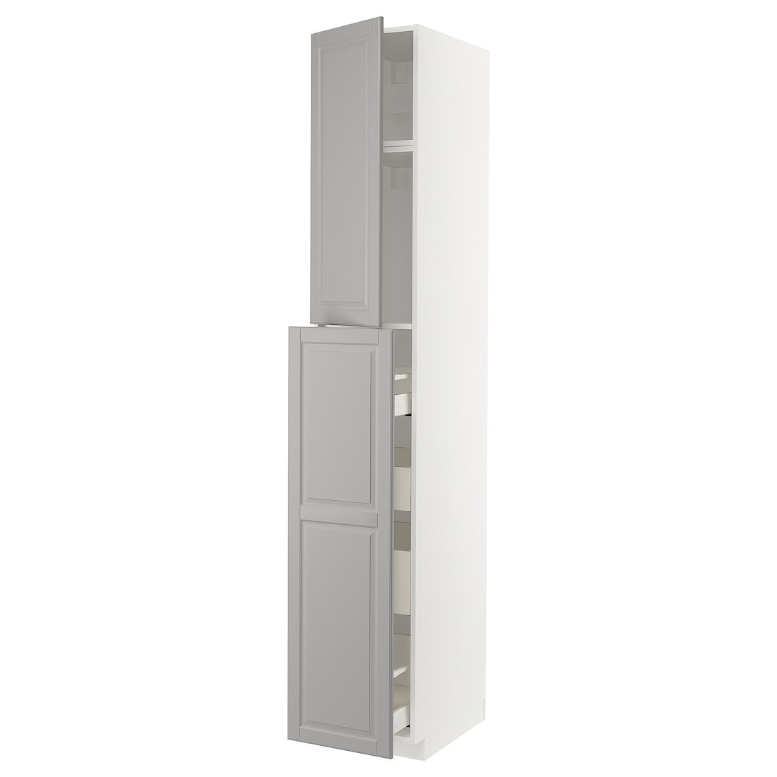 IKEA METOD МЕТОД / MAXIMERA МАКСИМЕРА Высокий шкаф полки / ящики, белый / Bodbyn серый, 40x60x240 см 89459052 894.590.52