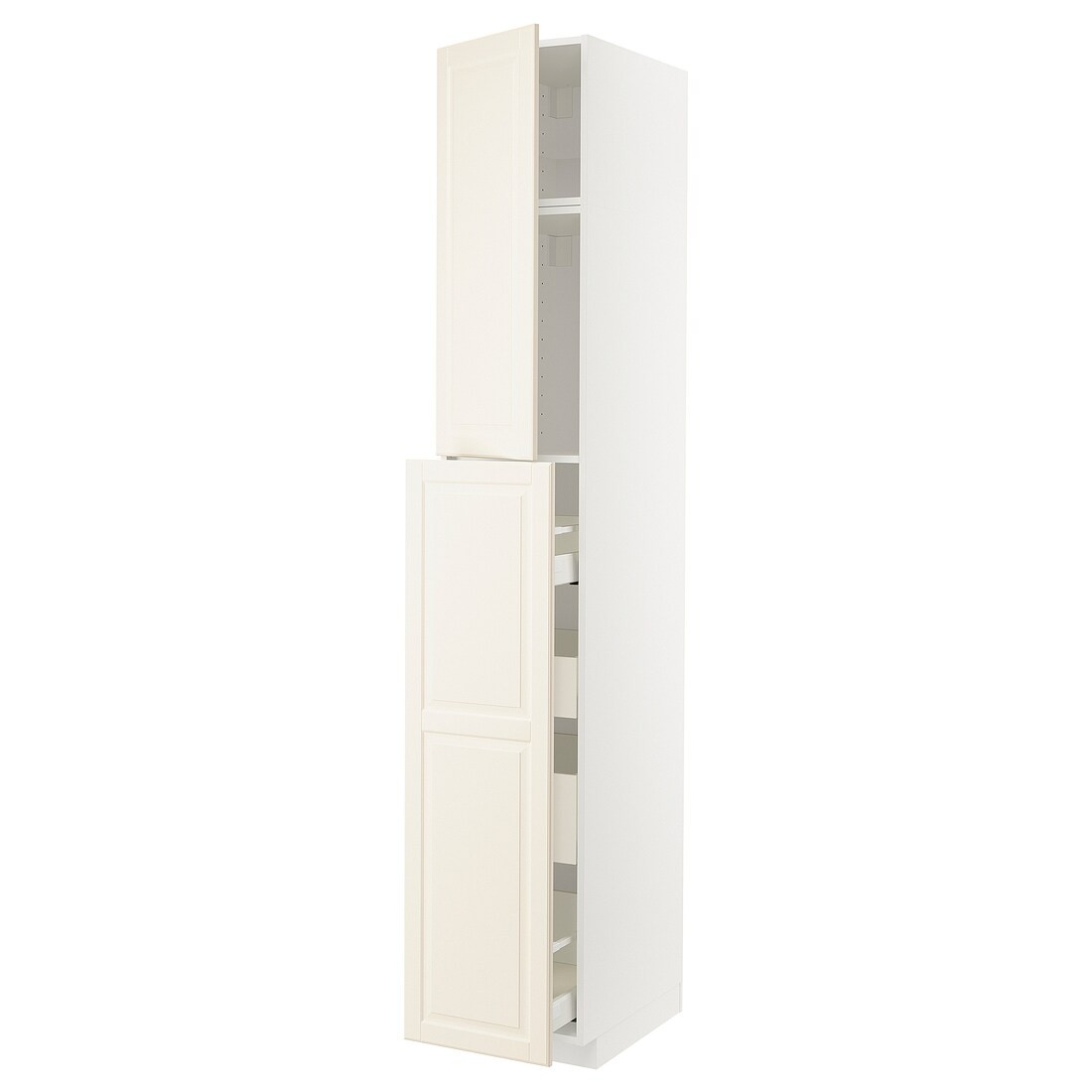 IKEA METOD МЕТОД / MAXIMERA МАКСИМЕРА Высокий шкаф полки / ящики, белый / Bodbyn кремовый, 40x60x240 см 19461096 | 194.610.96